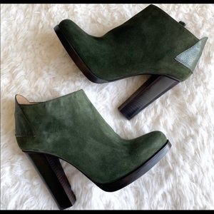 Lucchese Green Suede Boots Booties Size 9 EUC